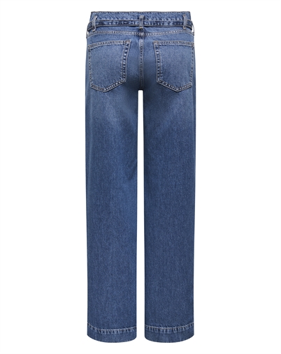 Only - ONLBrenda Low Wide Belt Jeans - Dark Blue Denim